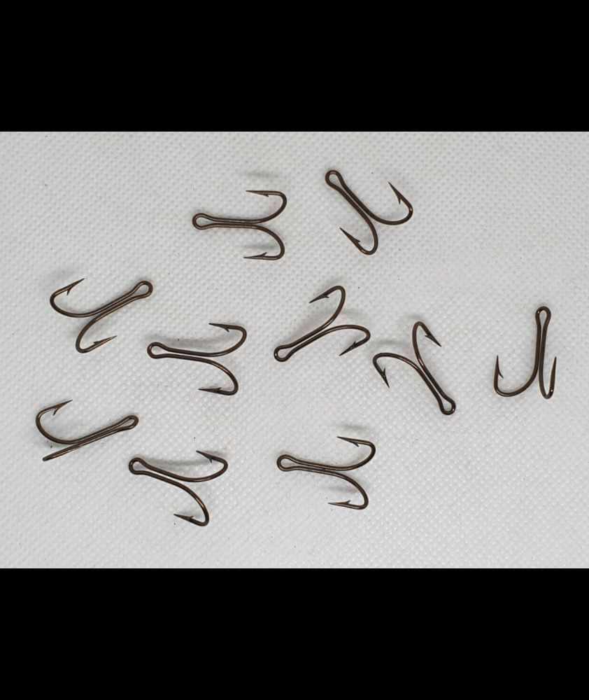 10 Pezzi Ami doppi da pesca - MUSTAD - Ref. 3674 R - Size 4 - Bronzed - EF118B